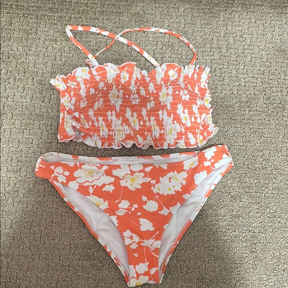 Floral Orange Swim Set